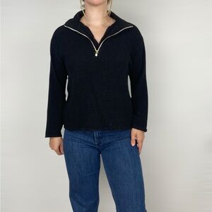 DONNI. Waffle‎ Half 1/2 Zip Pullover Freshwater Baroque Pear Zipper in Jet Sz M